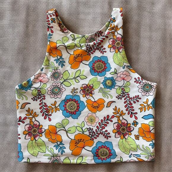 Floral Crop Top Sports Bra Small - Picture 1 of 3